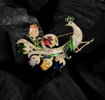 XSB173 - Peacock Gemstone Saree Brooch